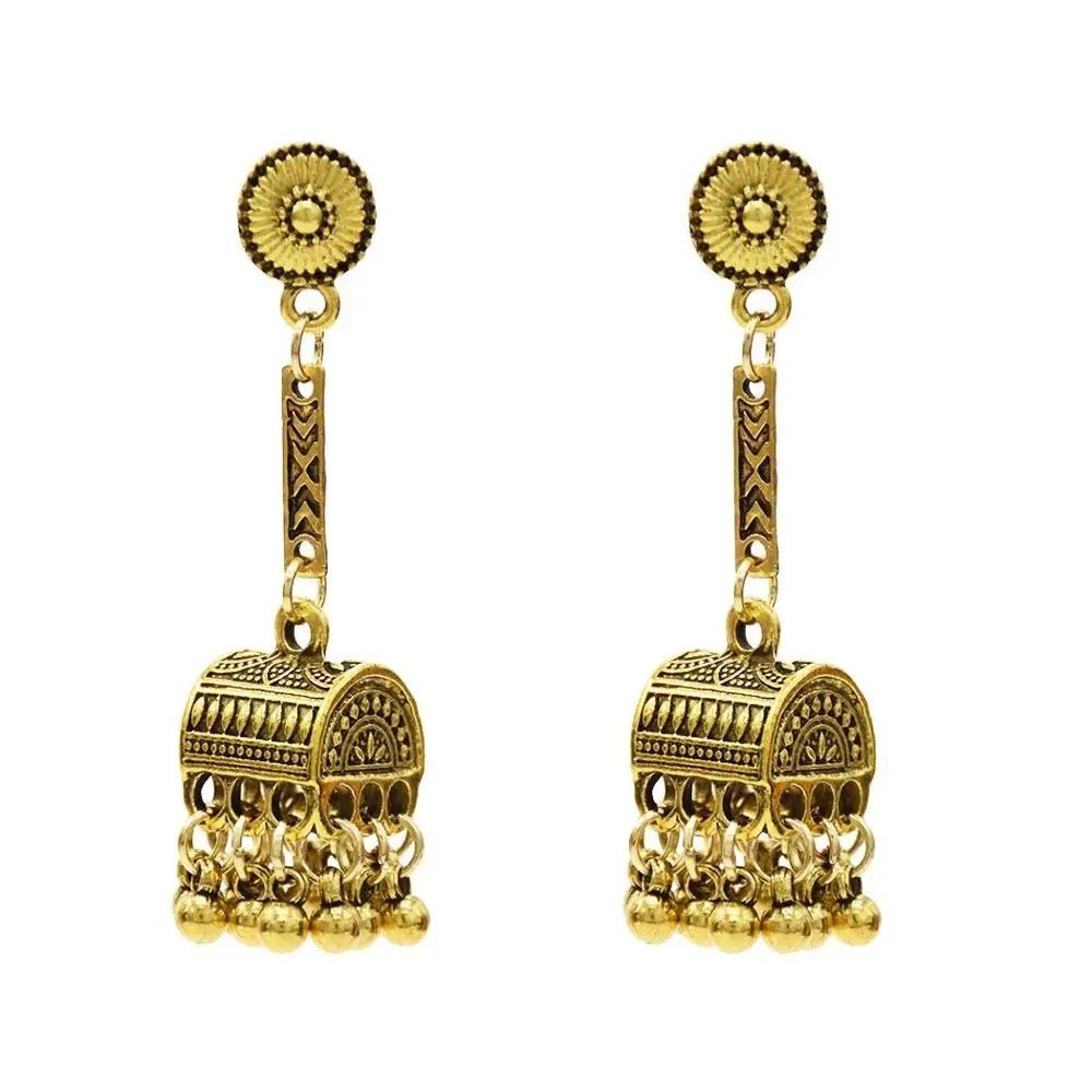 

Bohemia Vintage Indian Silver Gold Plated Zamak Bells Tassel Earrings For Women Ethnic Jewelry, Gold,silver