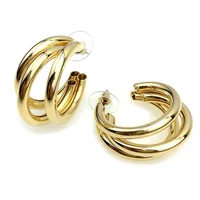 

Factory Price 3 Layered Metal Tube Geometric Punk Stud Earrings For Women Fashion Earring Statement Jewelry