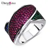 Red Blue Green Mix Color Cubic Zircon Setting Women Wild Party Jewelry Ring