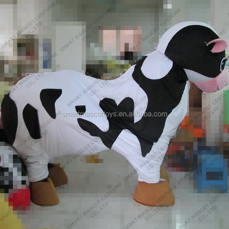 

100% in kind shooting hand made soft plush 2 person milk cow mascot costume adult vivid milk cow 2 person mascot costume, As picture