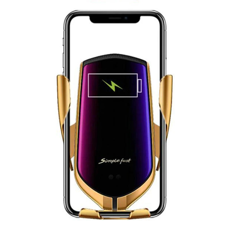 

New Product Wireless Phone Charger Vehicle Bracket Car Mobile Phone Charger Holder, Gold silver