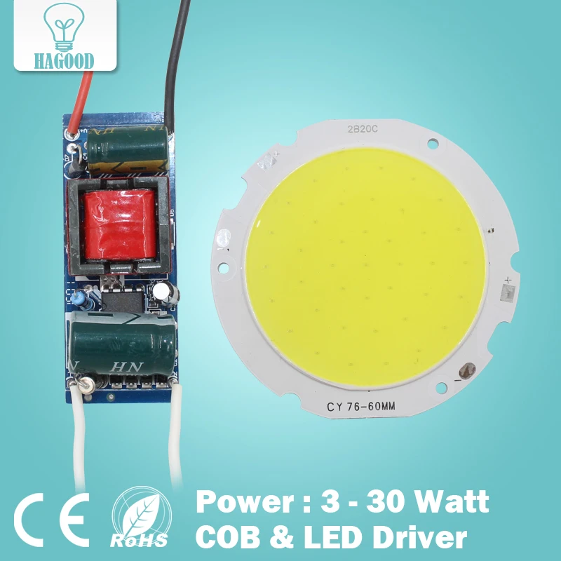 3W 5W 7W 10W 12W 15W 20W 25W 30W COB led chip board panel for led spotlight lamp led lamp+110-240V input LED power supply driver
