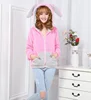 wholesale longsleeve pink rabbit bunny hoodies with ears adult animal hoodies