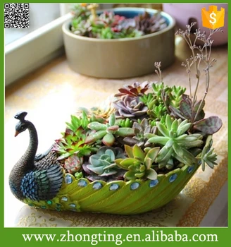 Home Decorative Cheap Hand Painted Ceramic Peacock Flower Pots