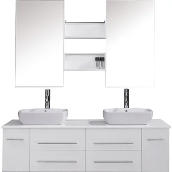 White Plastic Drawer Vanity Unit Double Basin Allen Roth Bathroom