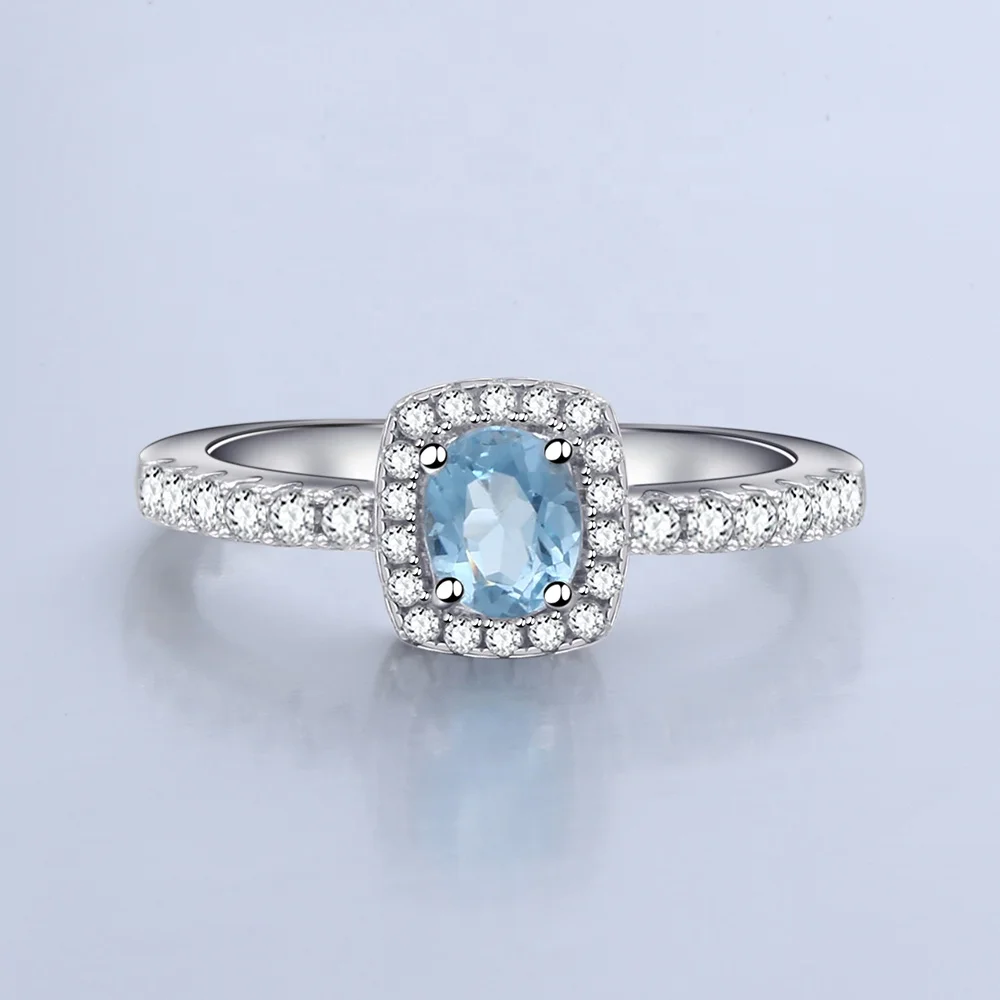 

Abiding Hot Sale Rings Jewelry Women 925 Sterling Silver Natural Blue Topaz Gemstone Custom Beautiful Rings For Women