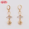 Indian Wedding Little Crown Crystal 18K Rose Gold Plated Earrings Girls Jewelry