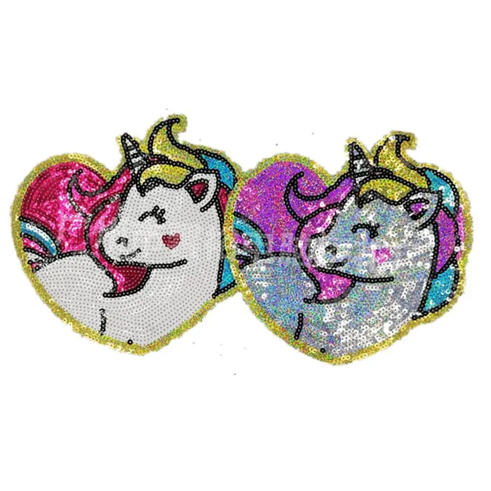 

Unicorn Patches For Clothes Sew On Sequin Applique Applications Motif Embroidery Patches Sticker DIY Accessories R172