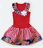 yiwu puresun boutique summer cotton dresses toddler girl clothing Wholesale girls pearl dress kids 4th of July dress
