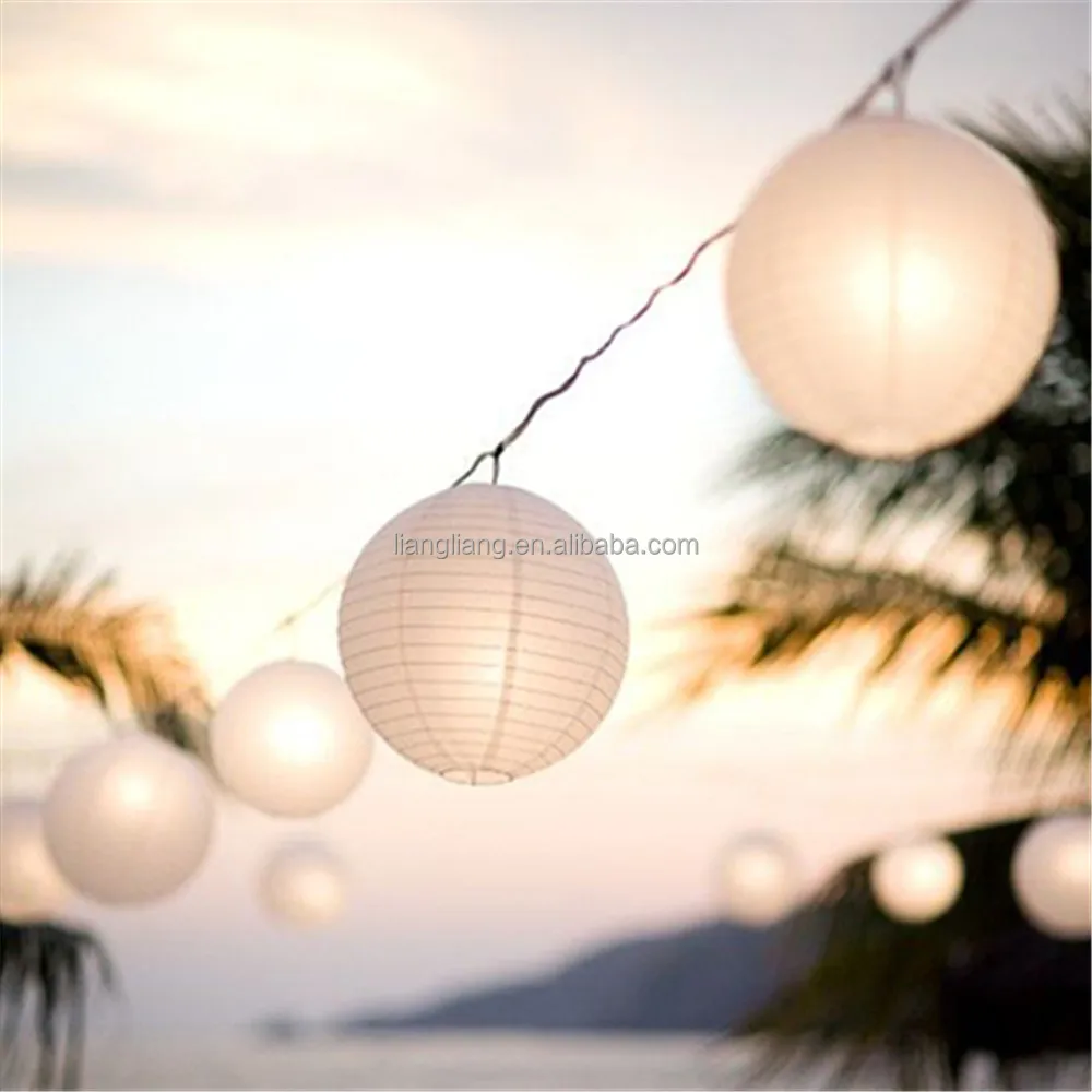 10 White Traditional Mini Chinese Cloth Lanterns Battery Powered Outdoor Christmas Decorations
