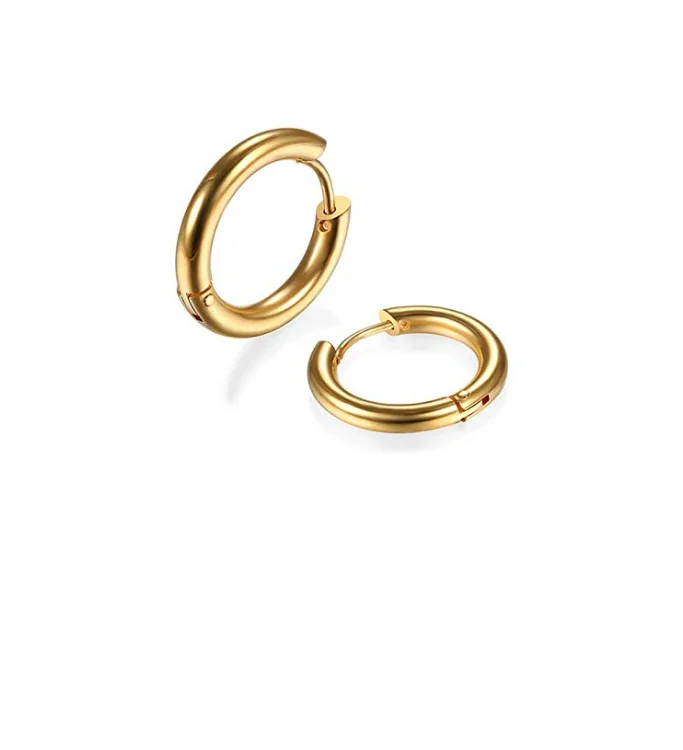 

Stainless Steel Gold/Black/Rose Gold Plated Huggie Hoop Earrings For Men Women, Gold,black,rose gold,silver