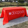 Custom Trade show printed polyester logo rectangle satin tablecloth