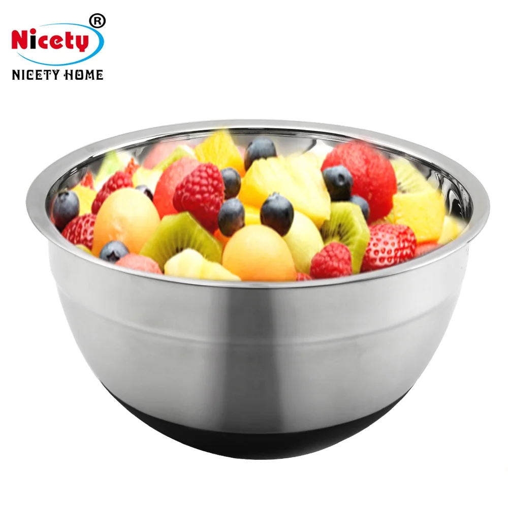 

Anti-skid silicone base salad stainless steel bowl india with lid, Stainless steel colors