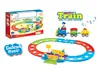 Cartoon electric music train orbital with attendants