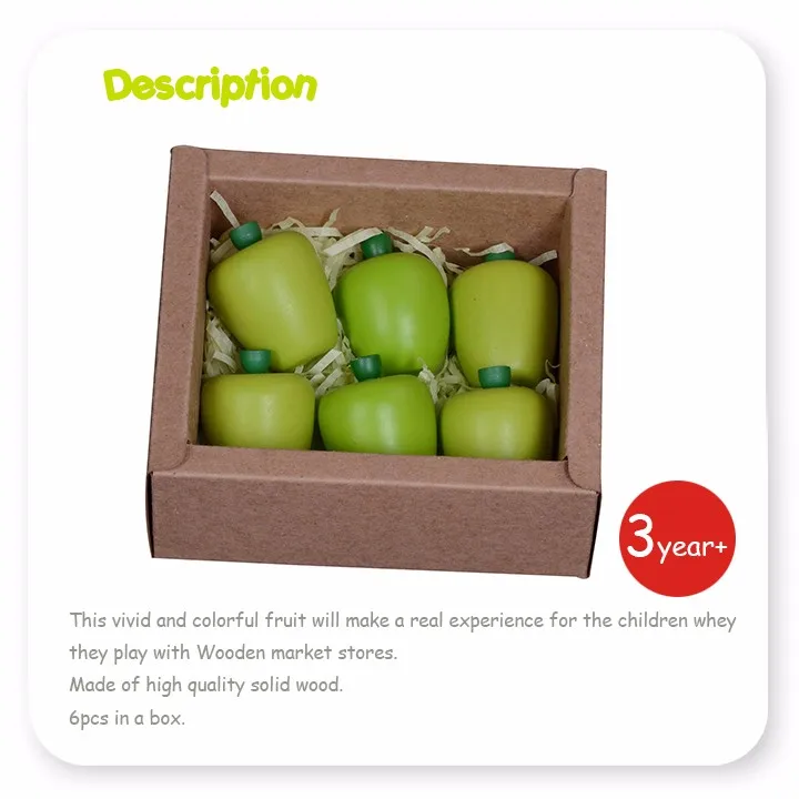 Slice Food Classic Developmental Toy Wooden Play apple Food Sets For Kids