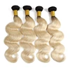 Top Selling Ombre 1B 613 blonde Human hair bundles Wholesale Unprocessed Cuticle Aligned Virgin Brazilian hair extensions