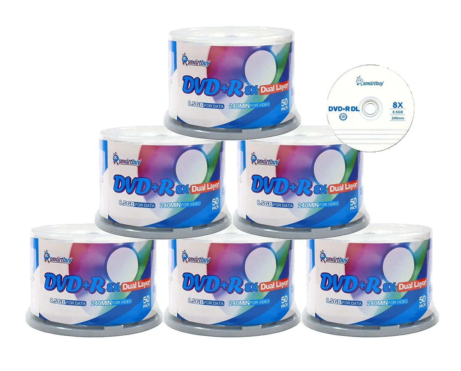 Smartbuy Logo 300-disc 8.5gb/240min 8x Dvd+r Dl Dual Layer Double Layer Blank Data Record Media Disc Spindle