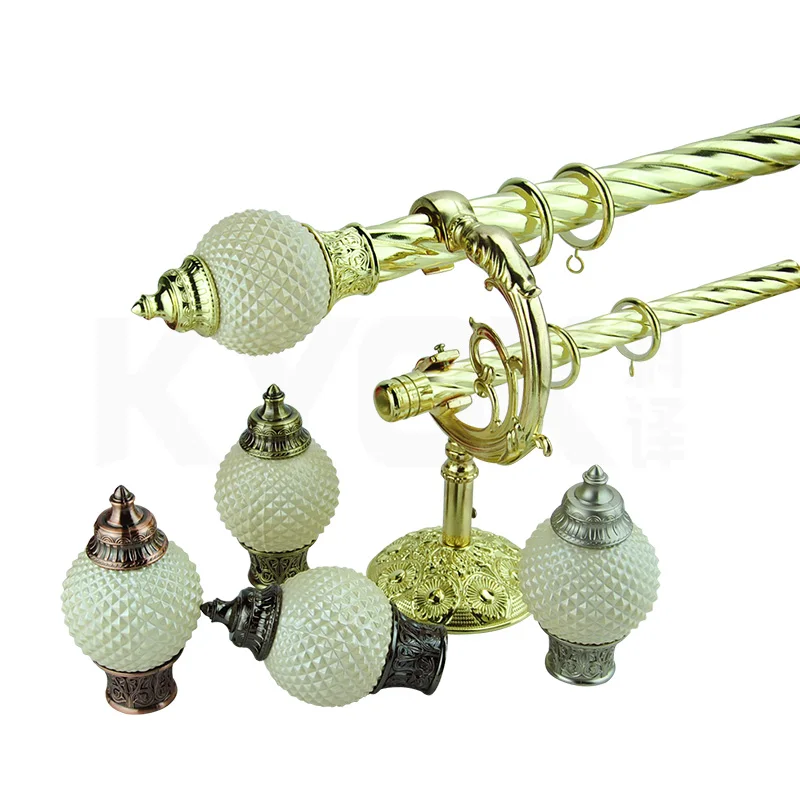 Ancient Gold Scroll Iron Curtain Finials Crystal Finials For
