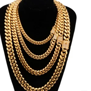 Cuban Link Chain New  Design For Men Fashion zircon jewelry  10 gram gold chain designs