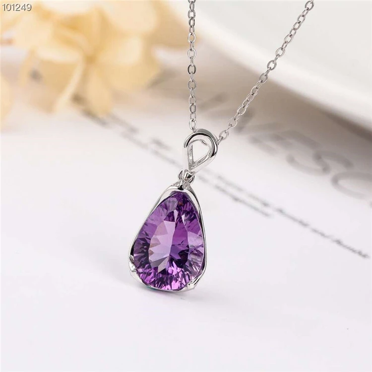 

jewelry sets crystal 925 sterling silver natural amethyst pendant for women meaningful pendant necklace