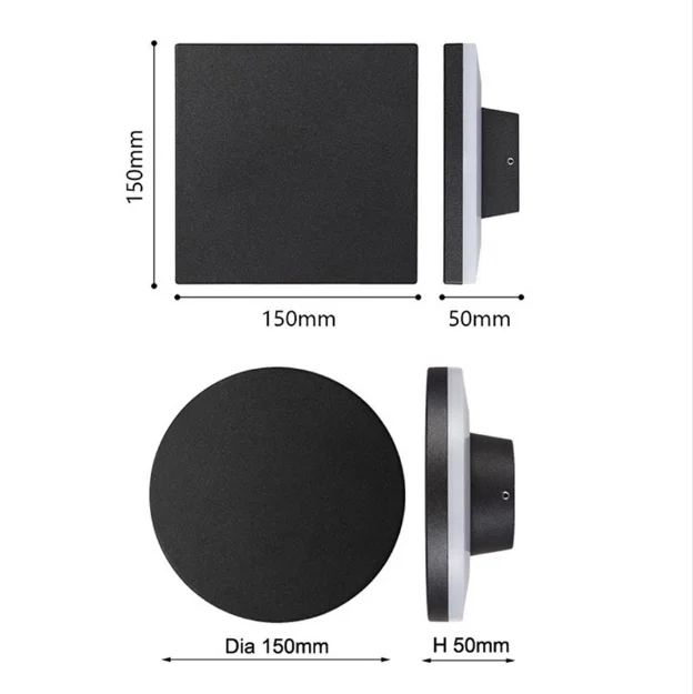 
New round square 10W Modern Minimalist Waterproof LED Wall Light Outdoor Garden 