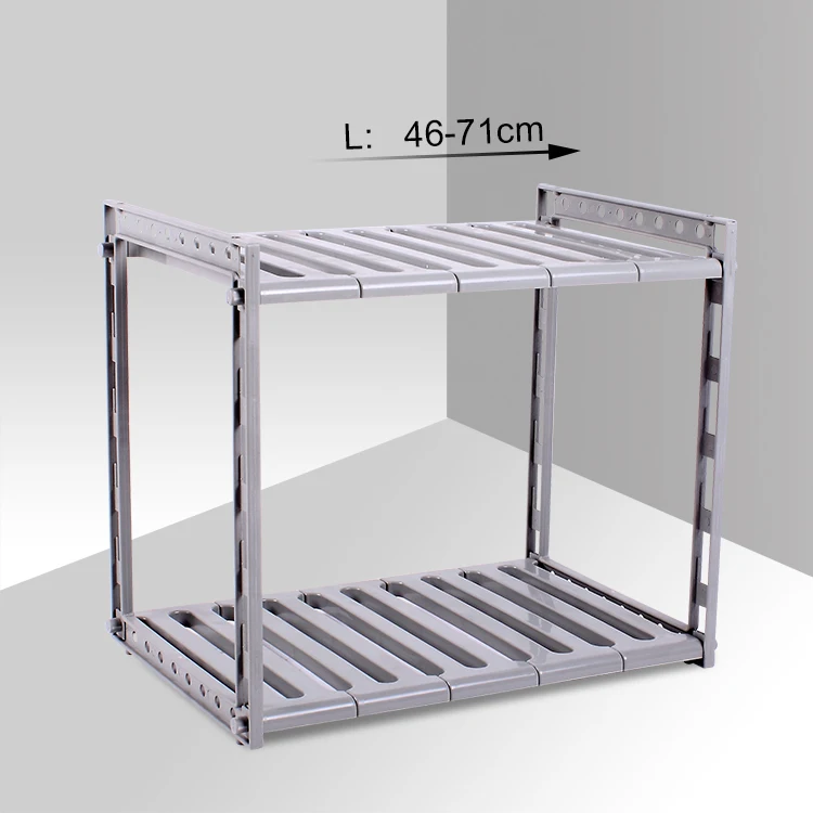 
saving space Adjustable length plastic under the sink storage shelf 
