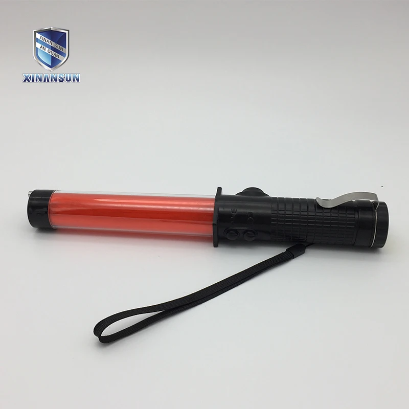 
Multifunction rechargeable rubber handle red led police traffic control baton with light 