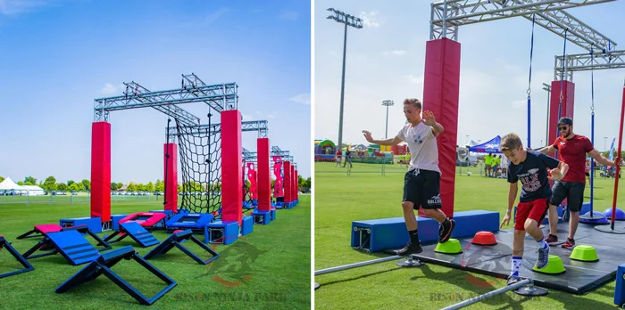 Outdoor kids ninja warrior inflatable park