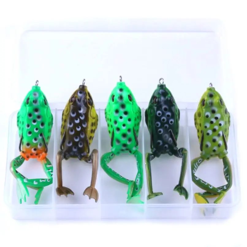 

soft Plastic frog fishing bait set 5.5cm/15.5g Bionic lure 5 boxed thunder frog leg, Vavious colors