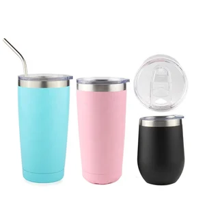 Image of Christmas Gift Outdoor Powder Coated Custom Double Wall Vacuum Insulated Travel Stainless Steel Tumbler With Straw Wholesale