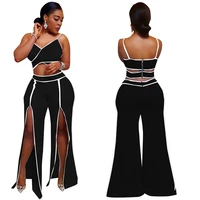 

Sexy V-neck Spaghetti Strap Split Two Piece Ladies Jumpsuit