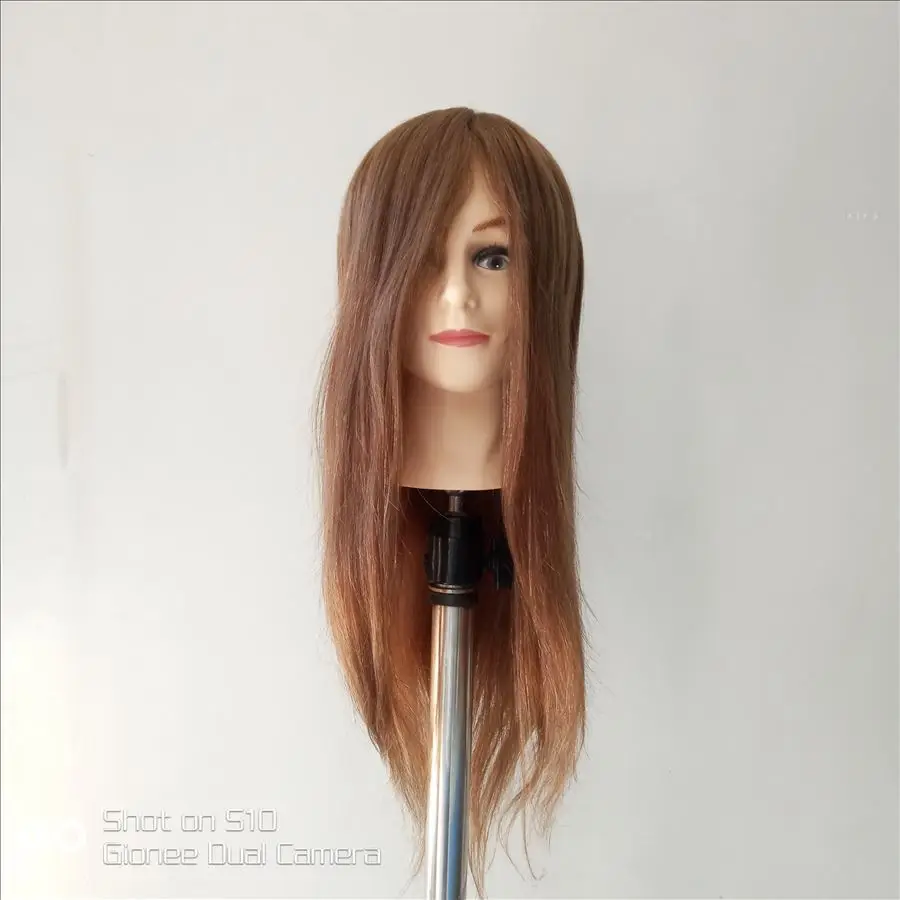 

Hairdresser 100% Real Human Hair Dummy Training Mannequin Doll Head, Natural color