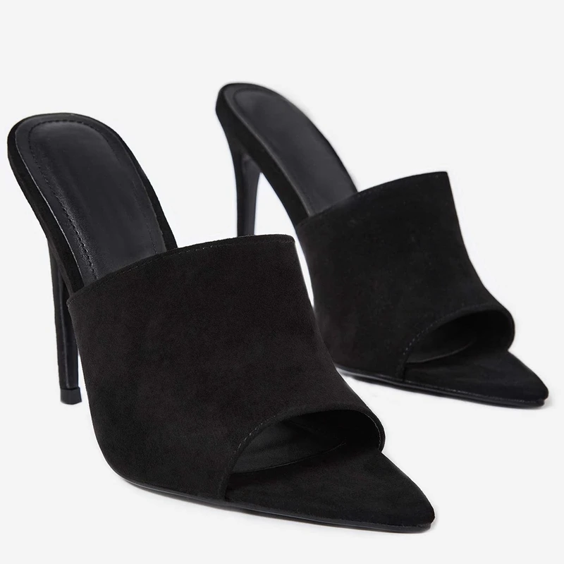 Women Wide Fit Shoes Leather Material Mules Sandals Lady Half Shoe Half