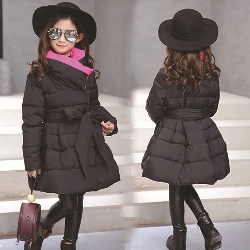 

Winter new girls thickening hand cotton children bow coat, Purple;black