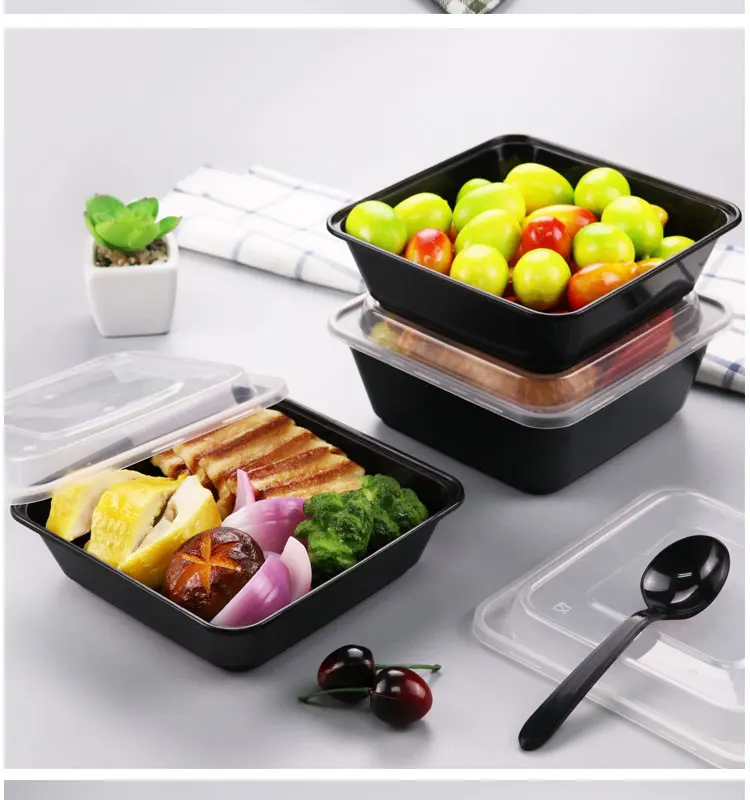 TAKE AWAY CONTAINERS & LIDS DISPOSABLE PLASTIC FOOD CONTAINER 500,650,750,1000ml 