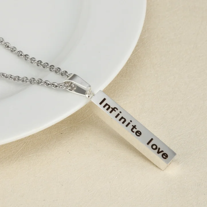 

stainless steel custom engraved message jewelry personalized women vertical bar pendant necklace
