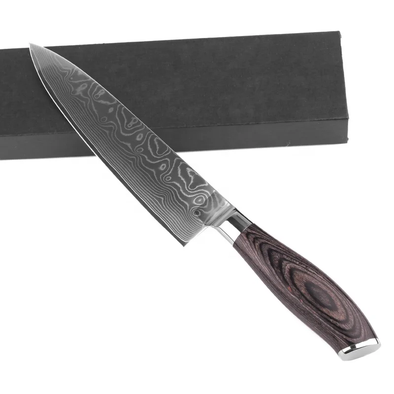 

Big handle Forged 8 inch 67 layers Damascus chef knife kit wood for kitchen