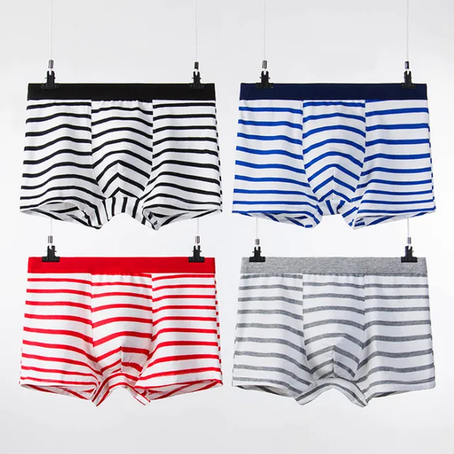 

Wholesale men's waist fashion breathable U convex men color stripe cotton boxers, As the picture show