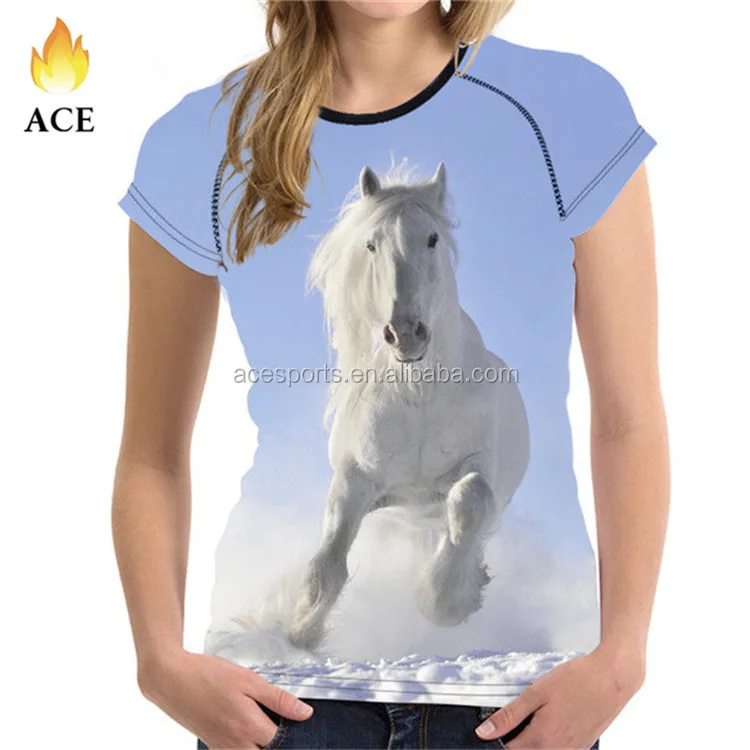 Wholesale Custom Made Popular Horse T Shirts,100% Polyester T Shirts