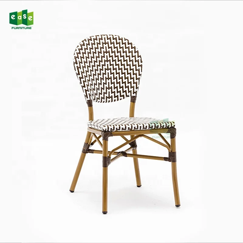 (e1184) Stacking Cafe Restaurant Woven Rattan French Bistro Chairs