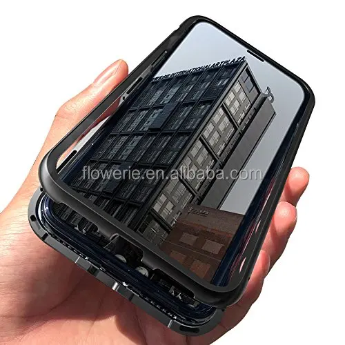 

Amazon Hot Selling Magnetic Adsorption Metal Case For iPhone X 7 8 Plus Luxury Tempered Glass Cover