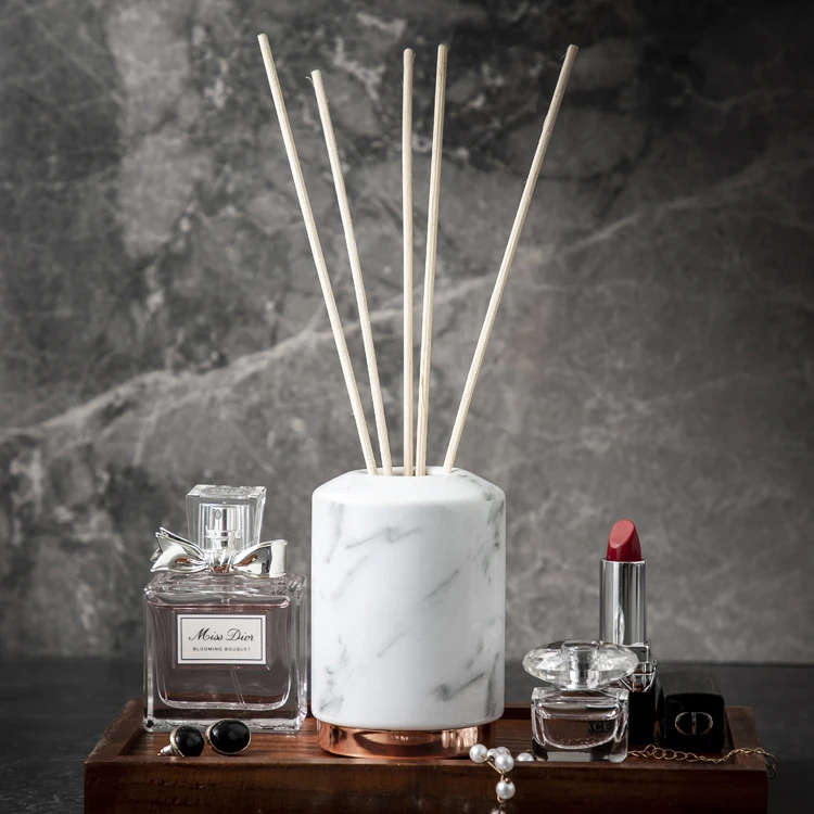 

Marble Decaled Ceramic Round Aromatic Luxury Reed Diffuser Bottle, White,black