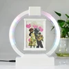 Acrylic 6inches magnetic levitating trihedral photo frame with color LED light for gifts or home decoration