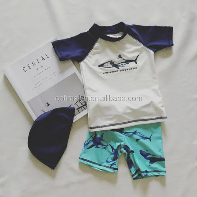 

Boys' 3 pieces of children's swimsuit cartoon shark baby boy swimwear & Beachwear, Picture