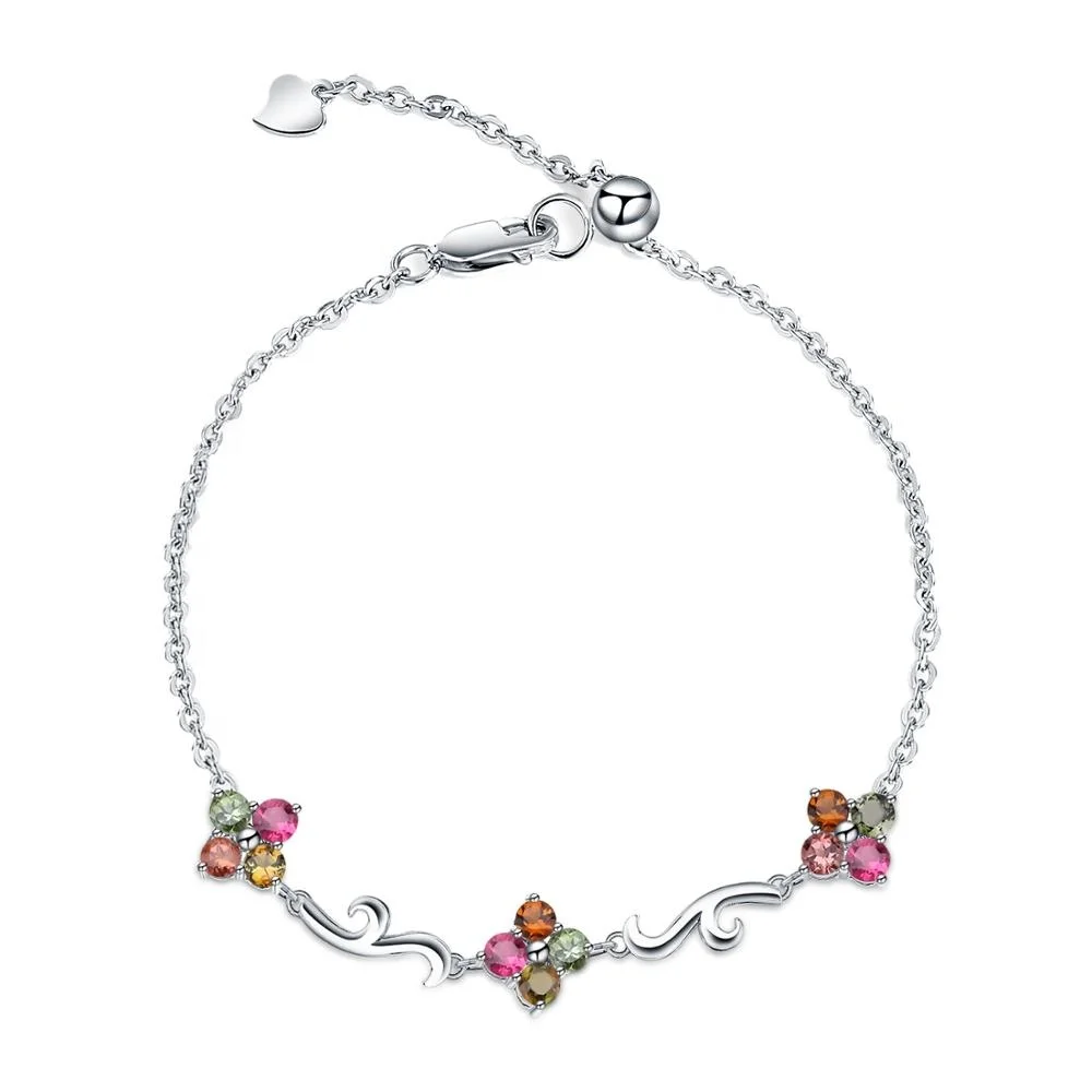 

Abiding natural tourmaline stone adjustable luxury fashion jewelry sterling silver 925 bracelet women