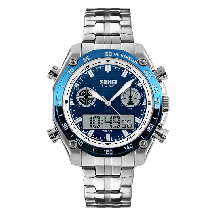 

skmei 1204 waterproof men's watch fashion erkek kol saati multifunctional digital analog sports custom logo wrist watches, Black;white;blue;gold