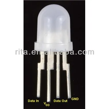 PL9823-F8;8mm round hat RGB LED with PD9823 chipset inside;full color;frosted