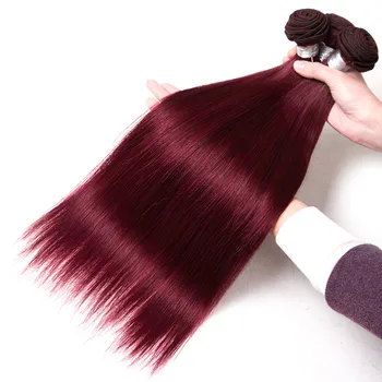 Pre Dyed Hair Braid Wine Red Human Hair Bunch 3 Burgundy Remy