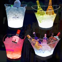 

BSCI and ISO9001 clear acrylic plastic nightclub bar hotel led ice bucket for beer champagne wine