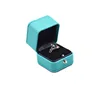 Leather Jewelry ring box single ring velvet case for engagement blue